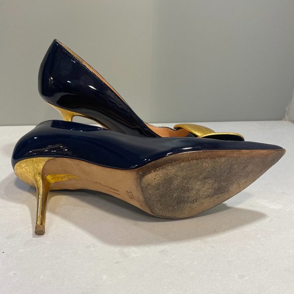 Rupert Sanderson Gold Pebble Midnight Patent sz 36.5 - Picture 3 of 4
